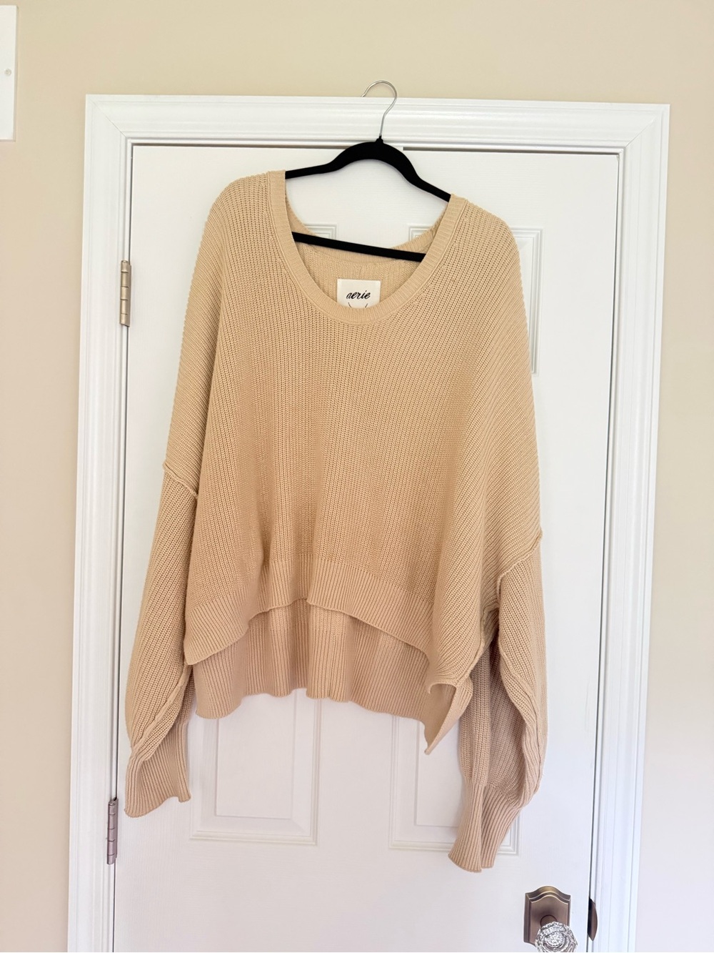 Aerie Cropped Waffle-Knit Scoop Sweater